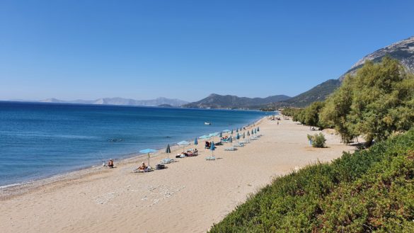 View of Kampos Marathokampou beach Samos