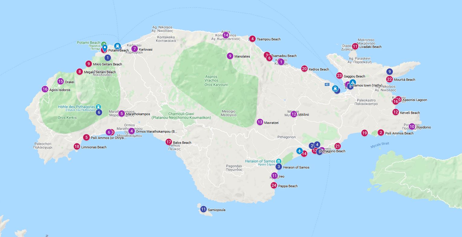 tourist map of samos