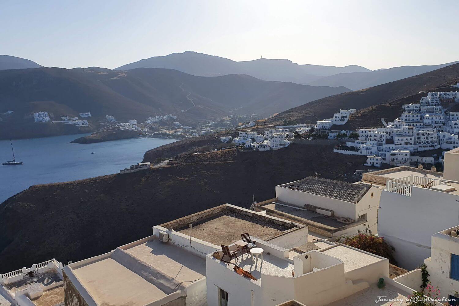 View towards Livadia from the castle at sunset