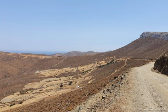 View of the arid landscape of Astypalea from the road