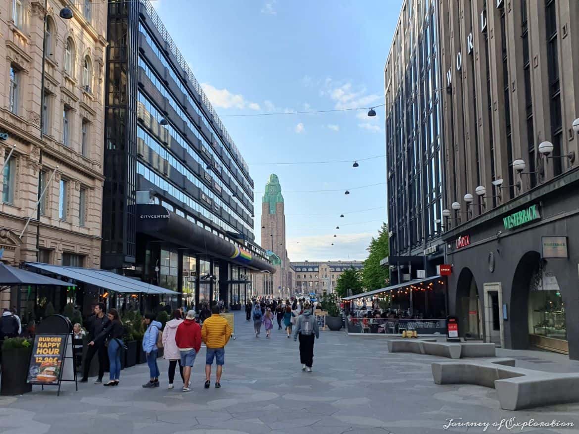 A pedestrian street in Helsinki