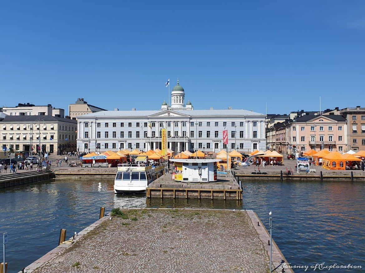 View of the open air market at Helsinki Harbour