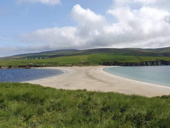 View of Tombolo Beach from St Ninian's Isle, Shetland