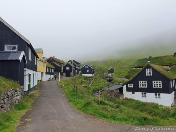 Mykines village in the fog, Faroe Islands