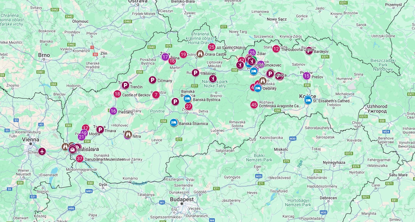 Slovakia Tourist Map
