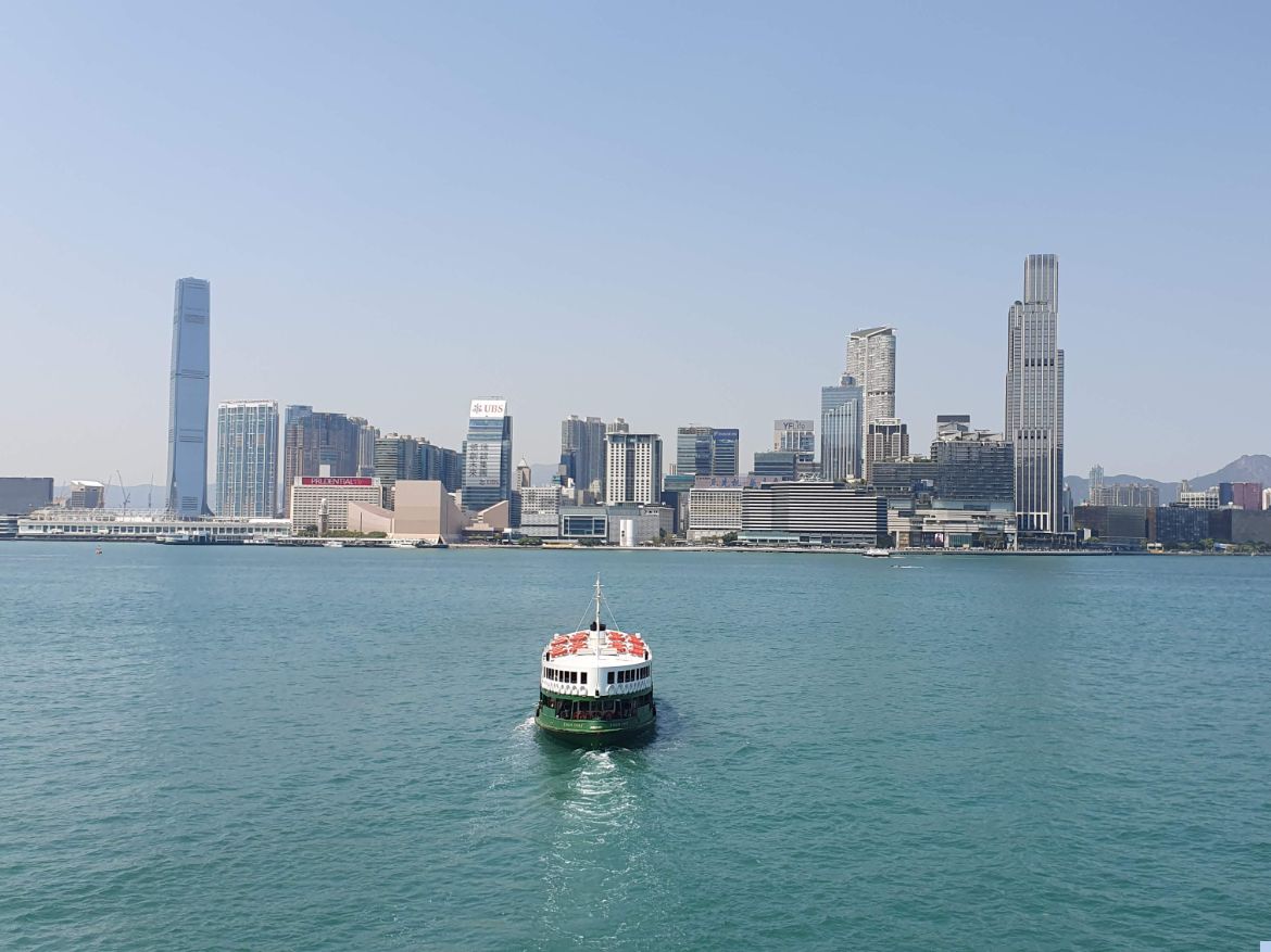 Star Ferry crossing Victoria Harbour towards Kowloon, Hong Kong